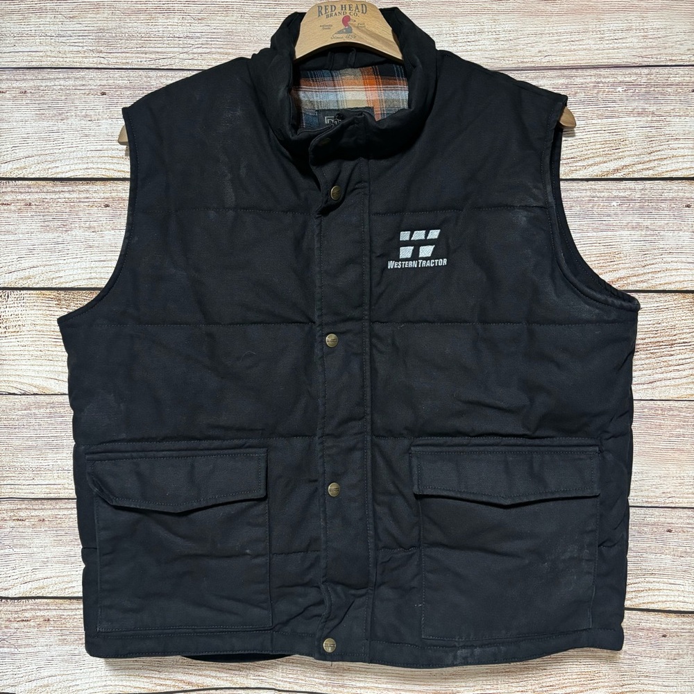 Western Tractor Insulated Work Vest Men's XLarge Black Utility Outdoor Workwear